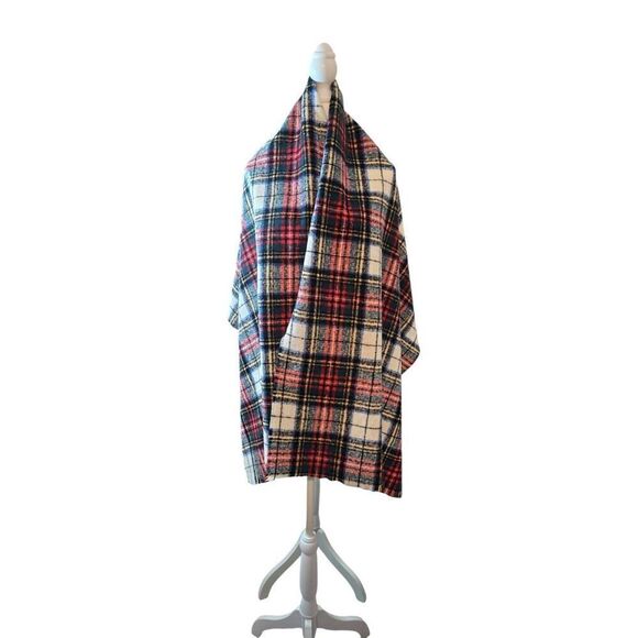 Old Navy Unisex Multicolored Plaid Polyester 72x25 Scarf - Picture 4 of 4